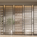 Art glass partition glass brick porch glass partition 3d model