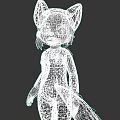 Cartoon Anthropomorphic Fox Character With White Gray Fur Blonde Hair Red Bikini And Fluffy Tail