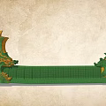 Green Architectural Component With Golden Decorations Dragon Carvings And Pagoda Like Structures