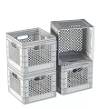 Multi Colored Plastic Storage Baskets with Mesh Design and Handles for Home Organizing 3d model