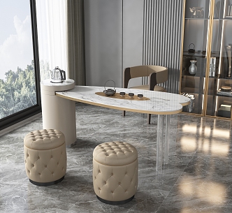 Light Luxury Tea Table and Chair Combination 3d model