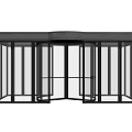 Modern Commercial Entrance Revolving Door With Black Frame And Glass Panels