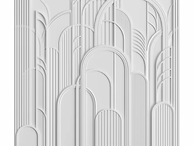Modern Decorative Wall Design With Curved Arches Vertical Lines And Geometric Patterns 3d model
