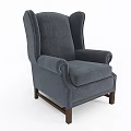 Gray Wingback Single Sofa With High Back Comfortable Seat And Wooden Legs 3d model