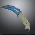Curved Weapon Knife With Colorful Blade Light Handle And Decorative Holes