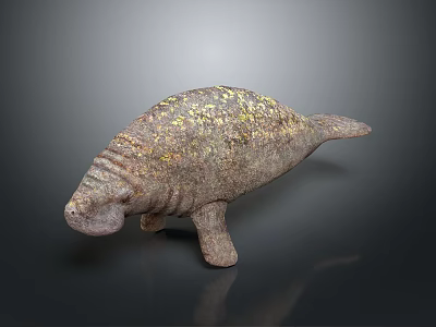 Realistic Manatee Model with Brown Textured Surface and Yellow Spots on Gray Background 3d model