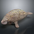 Realistic Manatee Model with Brown Textured Surface and Yellow Spots on Gray Background
