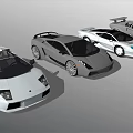 Multiple Sports Cars In Different Styles With White And Gray Colors