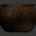 Ancient Rustic Clay Pot Carving With Textured Surface And Cracked Design 3d model