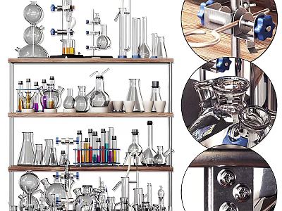 Laboratory Industrial Equipment With Glass Flasks Test Tubes And Metal Components 3d model