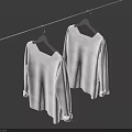 White Long Sleeve Tops Hanging On Clothesline With Deep Blue Background