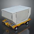 Car Trailer Featuring White Cargo Container And Yellow Chassis With Wheels 3d model