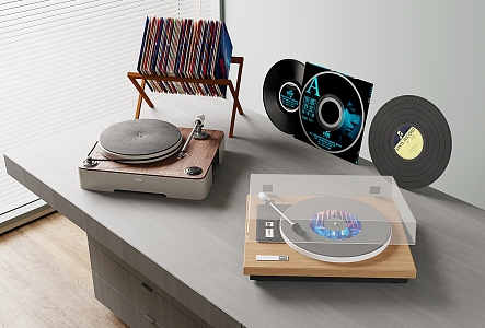 modern phonograph vinyl record player disc player vinyl record 3d model