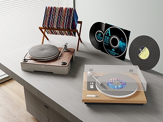 modern phonograph vinyl record player disc player vinyl record 3d model