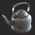 Classic Silver Metal Kettle With Handle And Spout For Kitchen Use