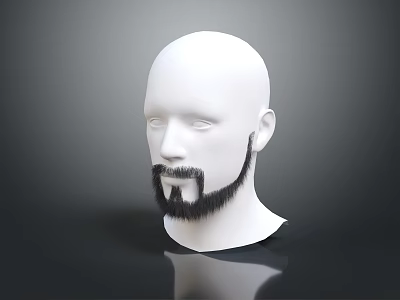 Men's Stylish Beard Design Featuring Goatee And Mustache On White Head Model 3d model