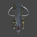 Mechanical Crossbow With Metal Components Golden Accents Black Gold Color Scheme Intricate Structure