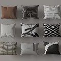 Stylish Decorative Pillows With Geometric Striped Bow And Solid Color Patterns 3d model
