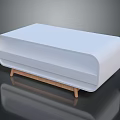 Modern White Coffee Table With Wooden Legs And Storage Shelf Design