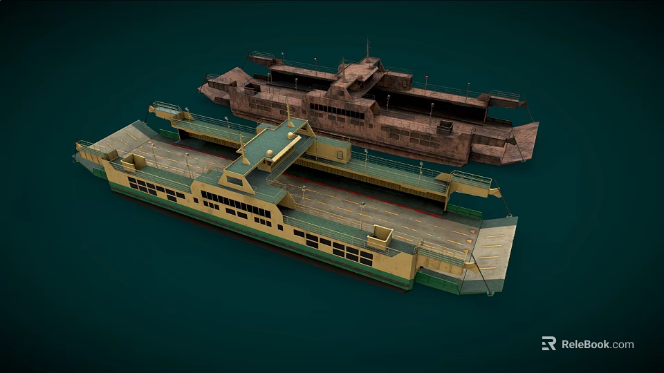 Two Modern and Rusted Ships With Open Decks and Hull Details 3d model 