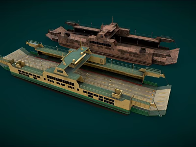 Two Modern and Rusted Ships With Open Decks and Hull Details 3d model
