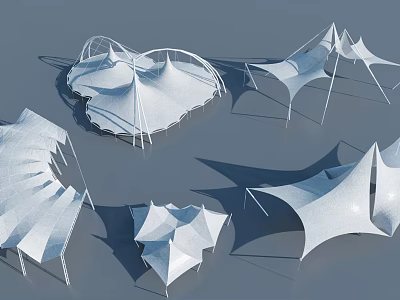 Tensile Membrane Structures with Various Creative Modern Architectural Designs and Shapes 3d model