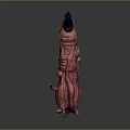 Fantasy Creature Character With Red Pink Body Tentacle Limbs And Black Spiked Top