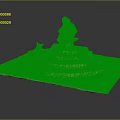 Garden Ornament with Central Sculpture Red Brick Base Dog Sculptures on Multi Tiered Square Platform