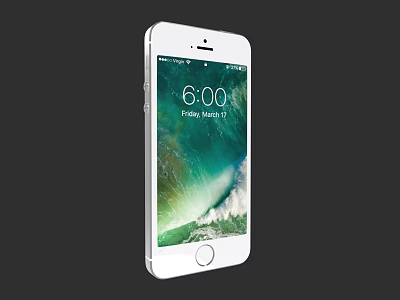 White Smartphone With Digital Screen Showing Time Date And Nature Wallpaper 3d model