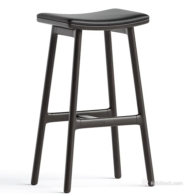 Sleek Modern Black Metal Bar Stool With Tall Sleek Frame For Kitchen Counter Space 3d model 