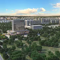 Aerial Planning Urban City Layout With High Rise Buildings Greenery And Roads