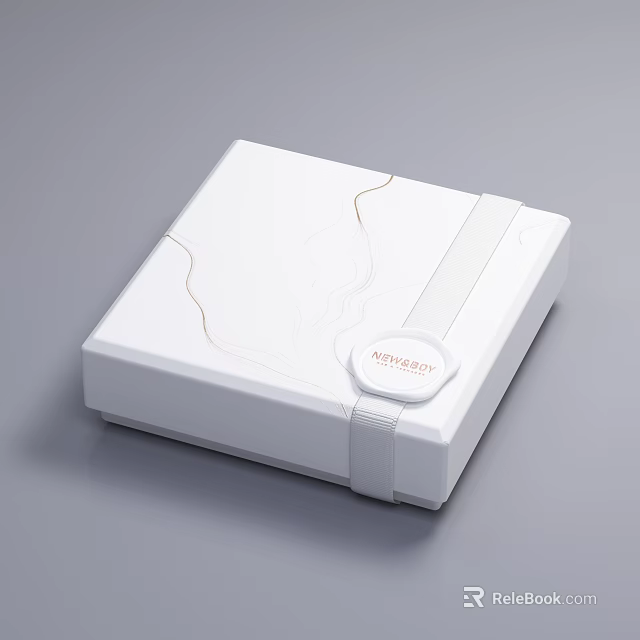 Elegant Decorative Ornament Set with White Box Gold Lines and KEDESEY Label 3d model 