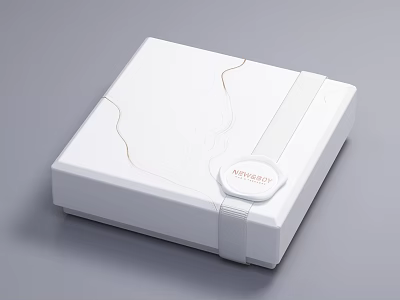 Elegant Decorative Ornament Set with White Box Gold Lines and KEDESEY Label 3d model