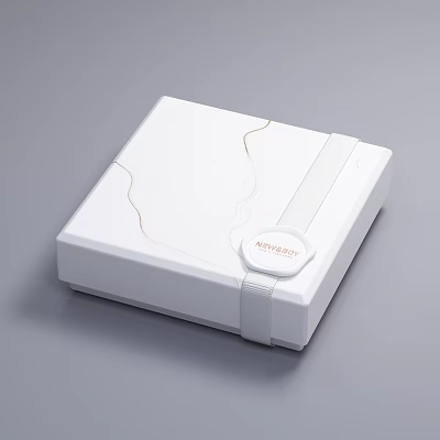 Elegant Decorative Ornament Set with White Box Gold Lines and KEDESEY Label 3d model