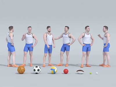 sports player football basketball volleyball rugby 3d model