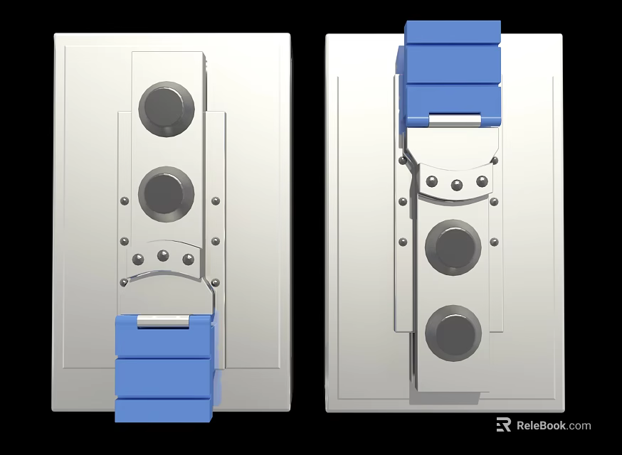 Hardware Tools Metal Plates With Circular Components And Blue Layered Structures 3d model 