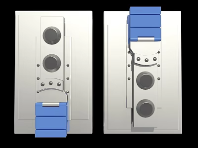 Hardware Tools Metal Plates With Circular Components And Blue Layered Structures 3d model