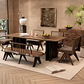 Dining table and chair combination 3d model