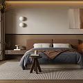 Middle Style Double Bed 3d model