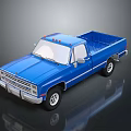 Classic Blue Pickup Truck Featuring Single Cab Design Shiny Exterior And Cargo Bed