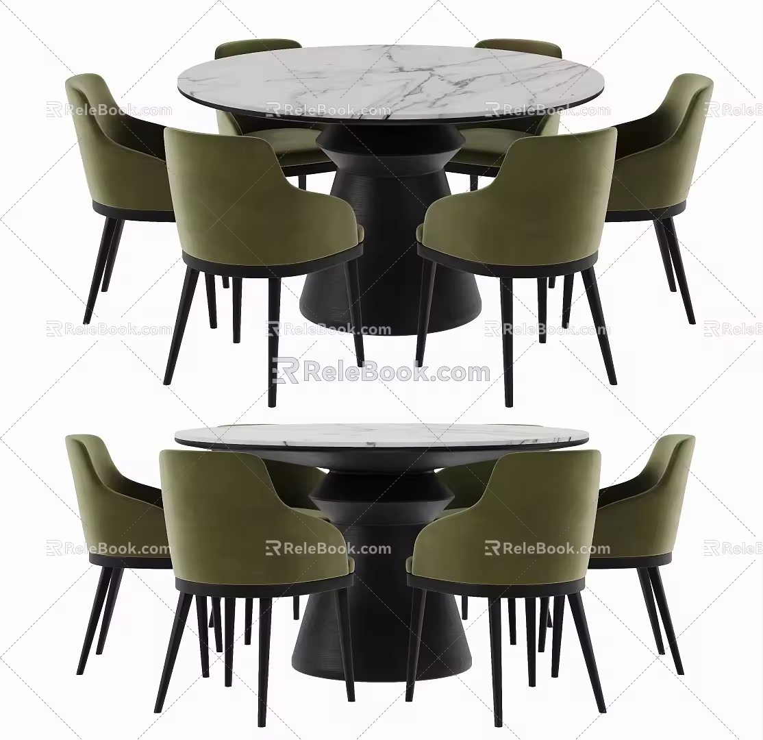 Dining table and chair combination 3d model