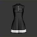 Black Sleeveless Fashion Dress with White Trim and Front Text Detail