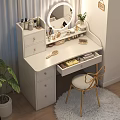 White Vanity Table with Lighted Mirror Cosmetics Drawers and Gold Frame Butterfly Back Chair