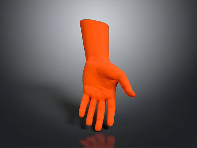 Orange Human Hand 3D Model With Smooth Surface And Shadow On Gray Background 3d model