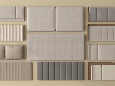 Modern Stylish Bedding Featuring Neutral Beige Grey Brown Smooth Quilted Striped Designs For Bedroom 3d model