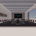 Modern Conference Room Interior With Long Conference Table Multiple Chairs And Large Screen 3d model