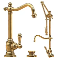 Vintage Brass Water Faucet With Gold Plated Finish And Decorative Handle Design