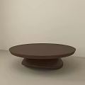 Modern Wooden Coffee Table Design With Oval Top And Double Layer Base In Light Background 3d model