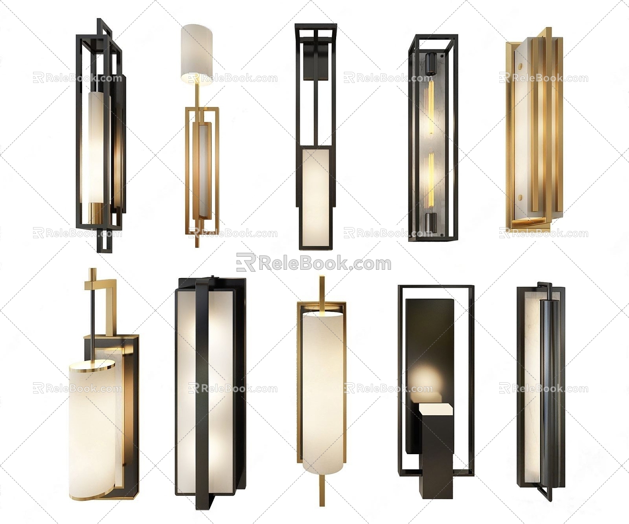 New Chinese style wall lamp combination 3d model