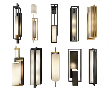 New Chinese style wall lamp combination 3d model